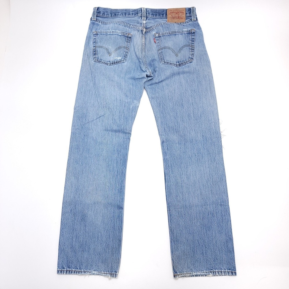 Vtg Levis 501 XX Jean Medium Wash Faded Denim Button Fly Distressed Ripped 36x32 - Picture 6 of 8